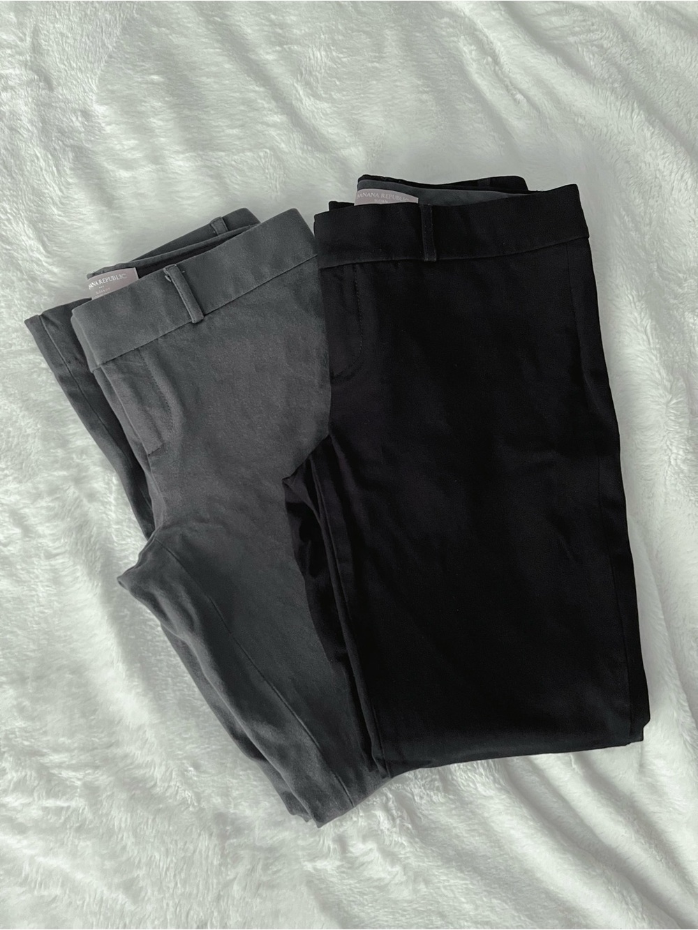 2 Pairs Banana Republic Sloan Stretch Pants Black and Gray | Size 0